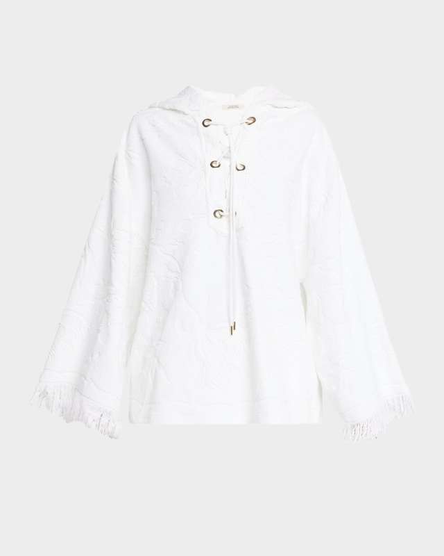Cozy Toweling Lace-Up Hoodie